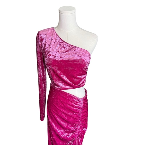 SAYLOR - Niamh Asymmetric One Shoulder Stretch Velvet Dress Sz M - Picture 5 of 10